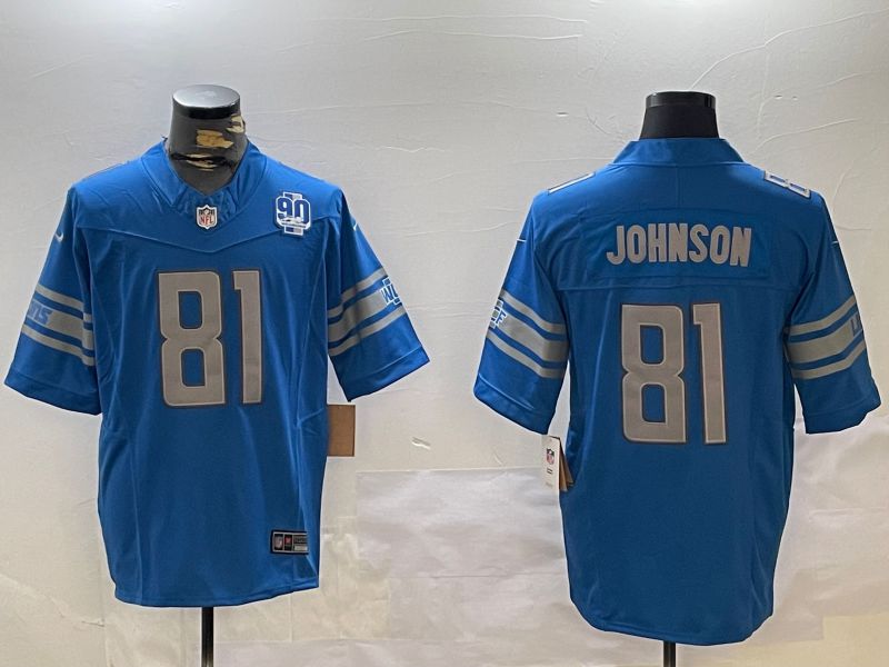 Men Detroit Lions #81 Johnson Blue three generations 2024 Nike Limited NFL Jersey style 3->chicago bears->NFL Jersey